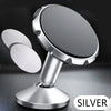 Silver magnetic phone mount with a circular rotating base and mounting plate