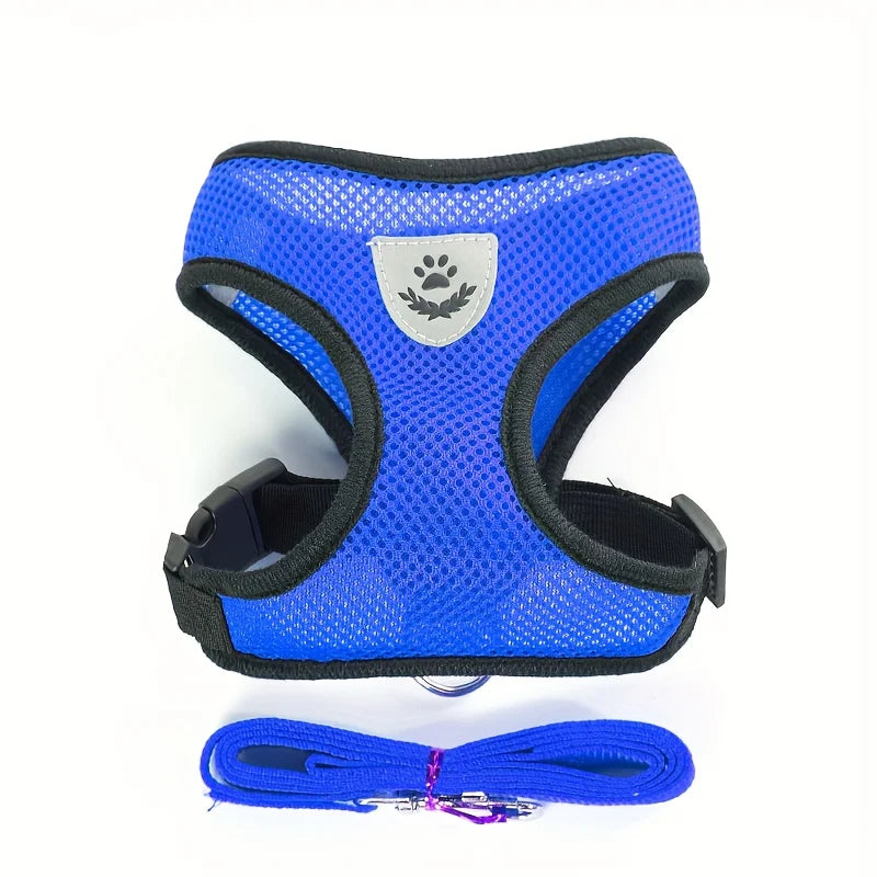 Escape-Proof Mesh Cat Harness with Reflective Vest