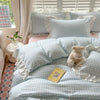 Pink Checkered Lace Duvet Cover Set (3 Pieces)