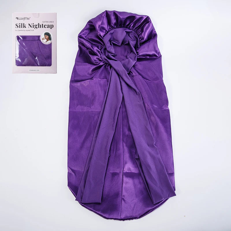 Satin-Lined Wide Shower Cap with Adjustable Fit