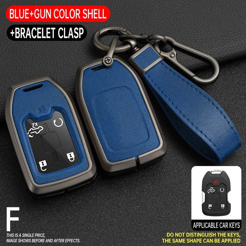 Blue and gun color shell bracelet clasp key fob cover for car keys