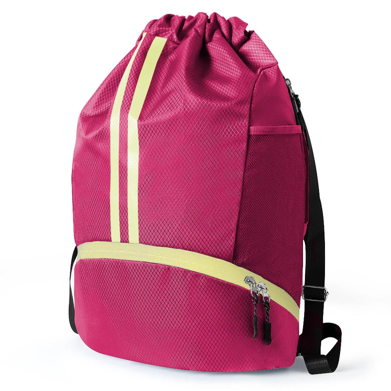 Waterproof Drawstring Gym Bag with Shoe Compartment
