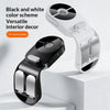 A black and white versatile interior decor product showing two universal car seat back hooks for hidden storage.
