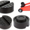 Black rubber jack pad designed to protect pinch welds and frame rails on floor jacks.