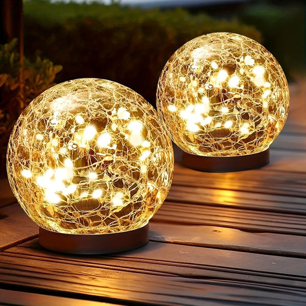 Solar-Powered Cracked Glass Globe Light