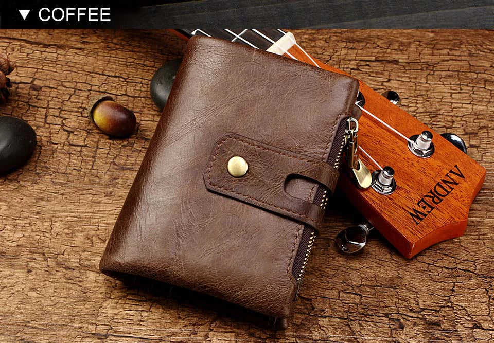 Vintage Leather Wallet with RFID Protection and Multiple Compartments