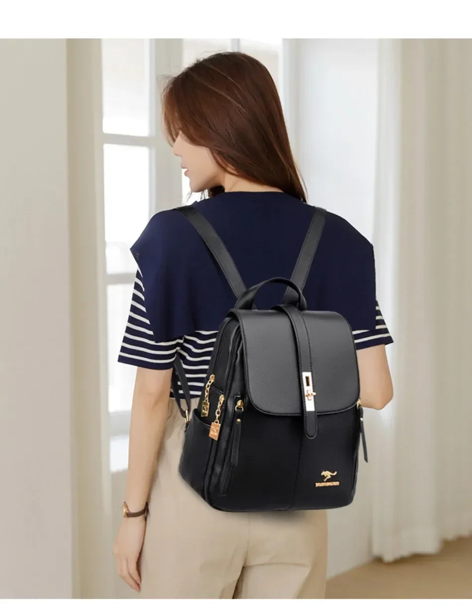 Vintage Leather Women's Backpack with Spacious Interior