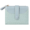 Light blue crocodile print women's double-zip PU leather wallet with card slots