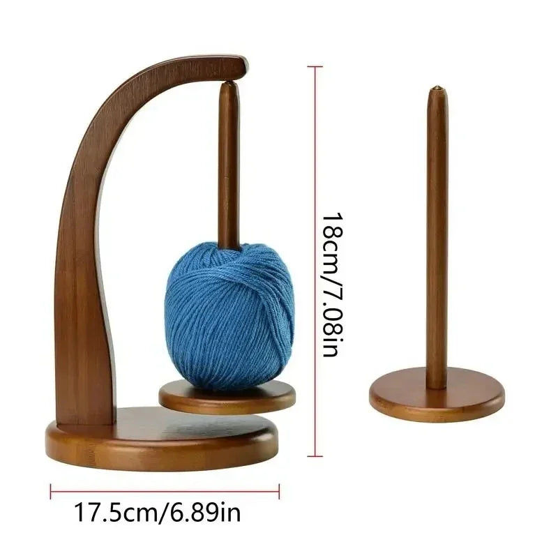 Magnetic Wooden Yarn Holder with Rotating Spindle