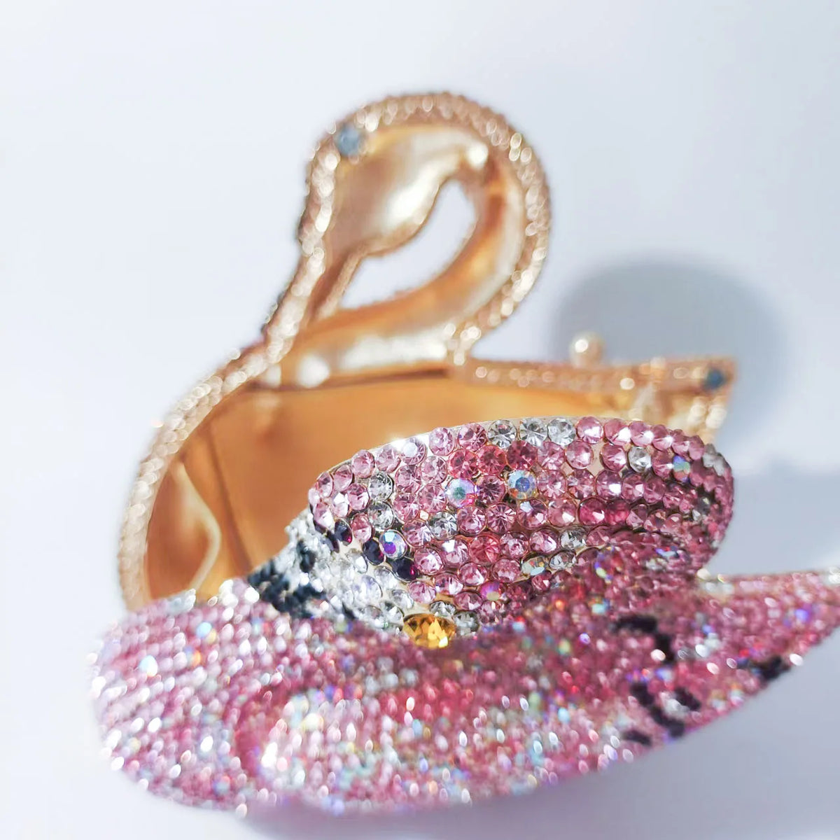 Swan Shaped Crystal Evening Clutch with Rhinestone Accents