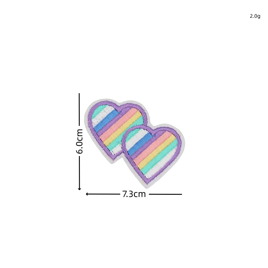 Rainbow Star & Heart Embroidered Iron-On Patches (Set of 10)
