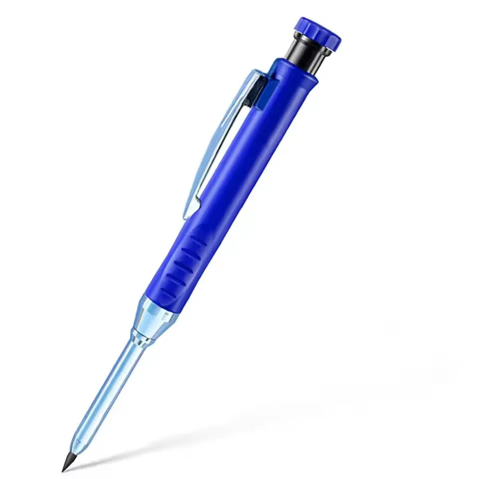A blue precision mechanical pencil shown diagonally against a white background.