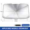 A silver car windshield sun shade umbrella with a pleated design, suitable for sedan or SUV.