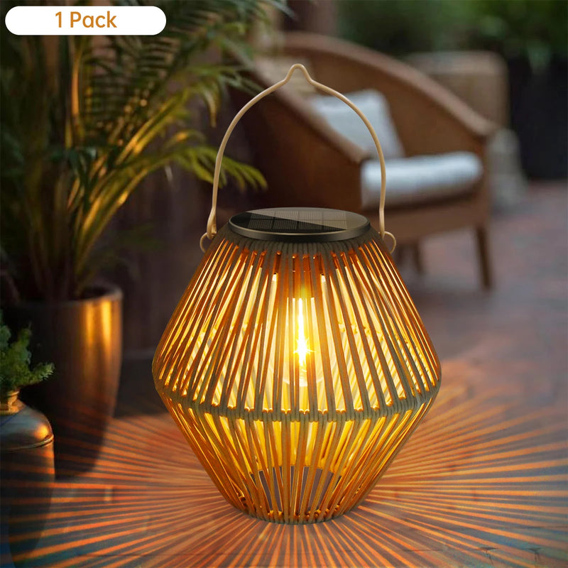 Solar-Powered Rattan Lantern