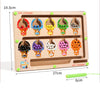 Wooden magnetic color sorting maze board with ice cream shaped compartments for kids