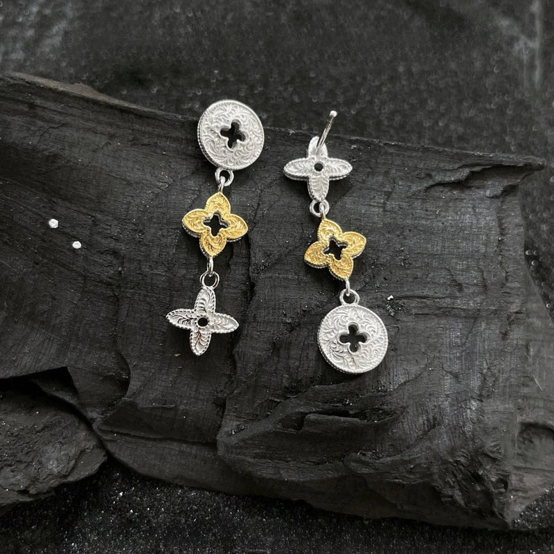 Two-Tone Clover Stud Earrings