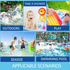 Image showing various scenarios of using reusable splash water balloons for outdoor play, poolside fun, and seaside activitie