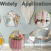 Various macrame cord applications including animal shapes, plant hangers, and decorative items.
