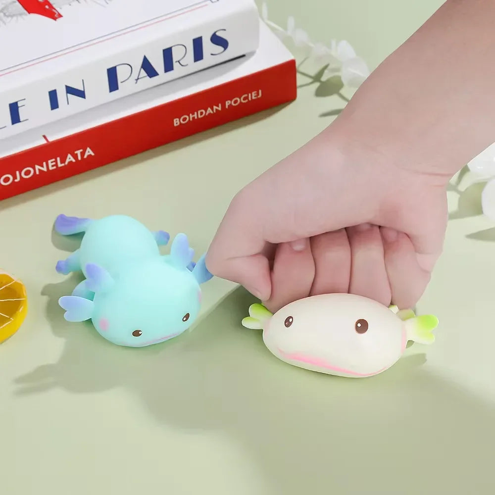 Axolotl Squeeze Ball Stress Relief Toy - Slow Rising Squishy for Kids and Adults