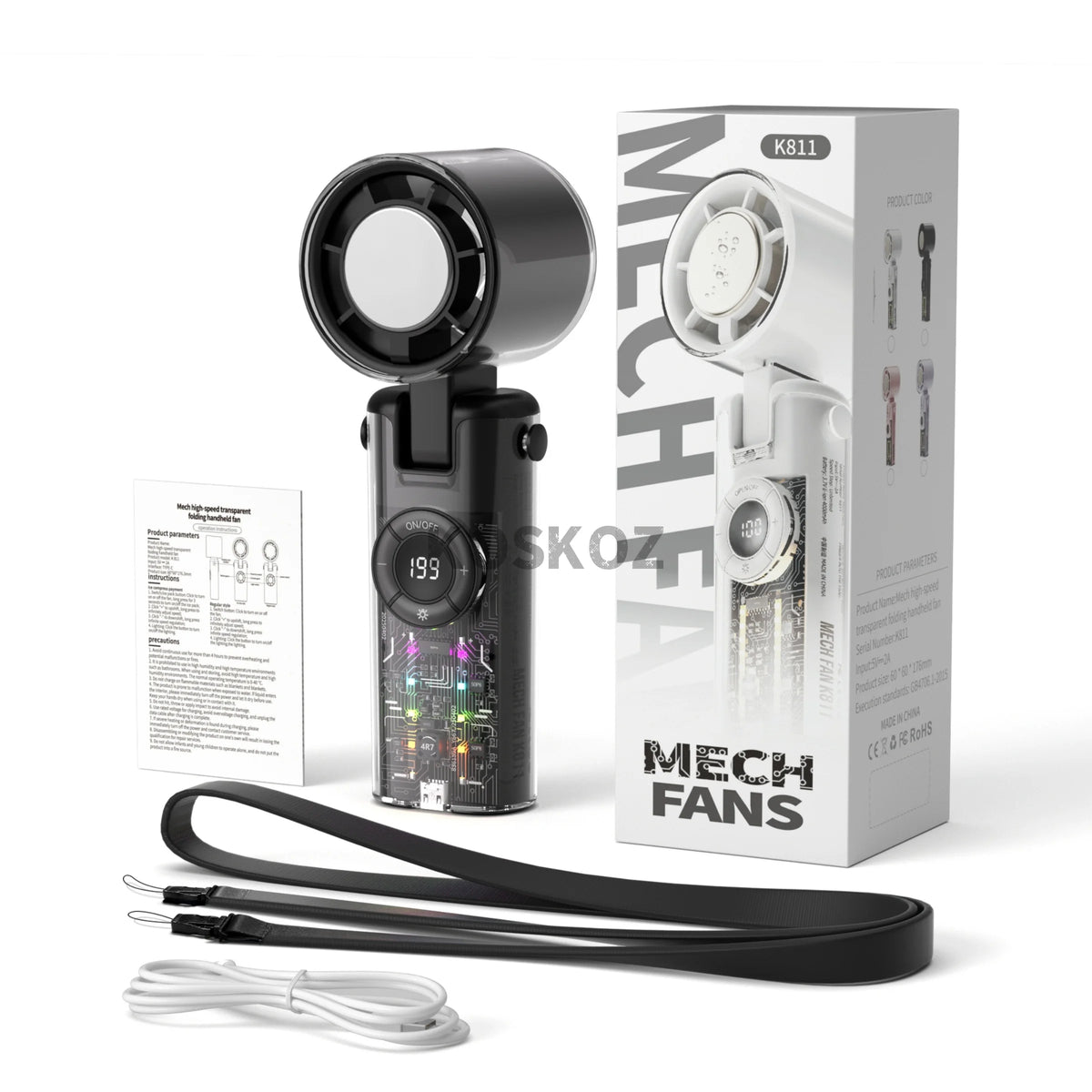 Portable Handheld Cool Mist Fan with LED Display