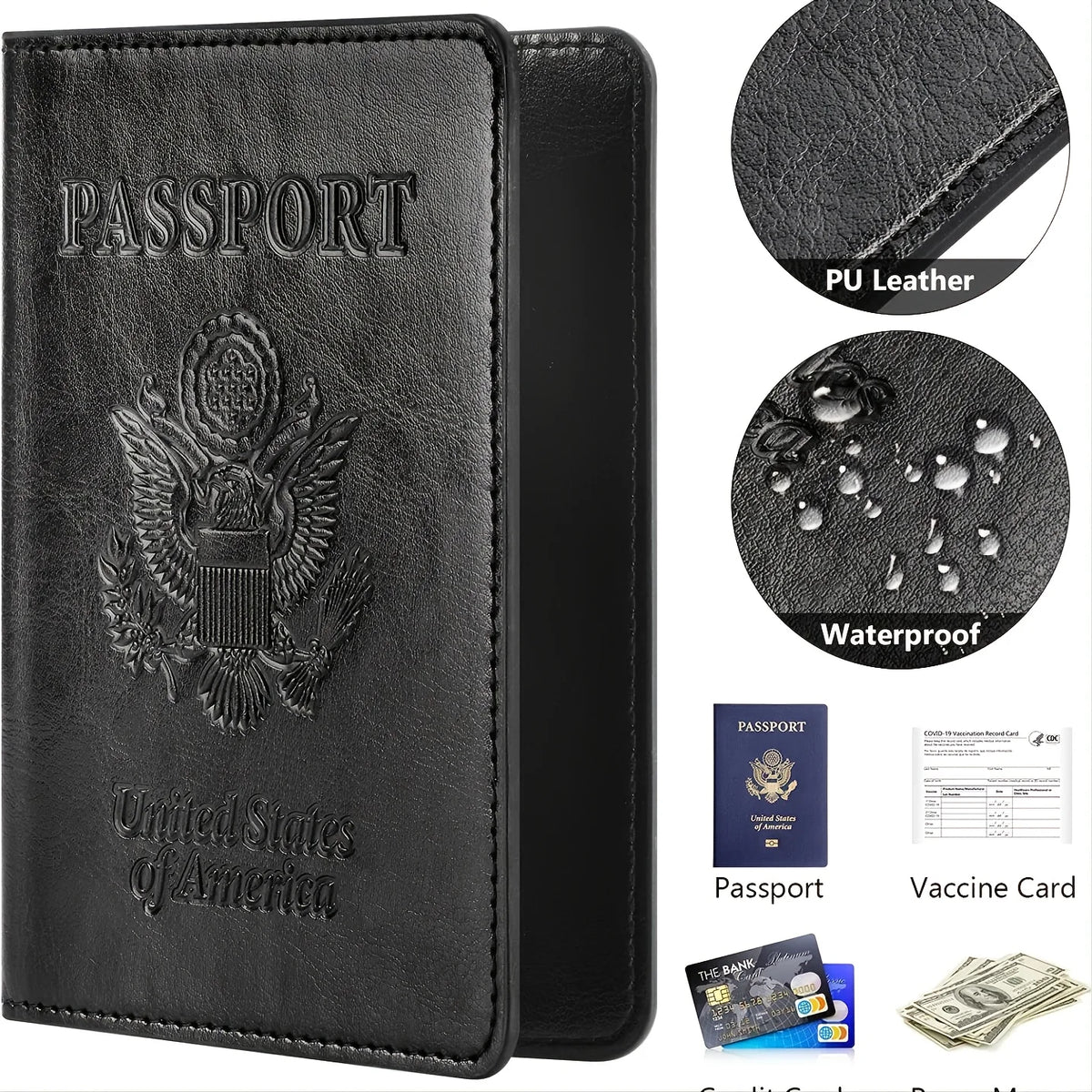 RFID-Blocking Leather Passport Holder with Card Slots