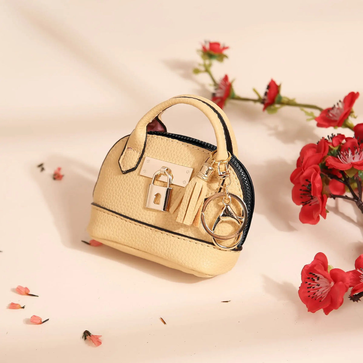 Mini Leather-Look Coin Purse with Keychain