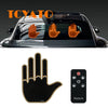 A black car with orange hand gesture lights is shown next to a black silicone gesture control pad.