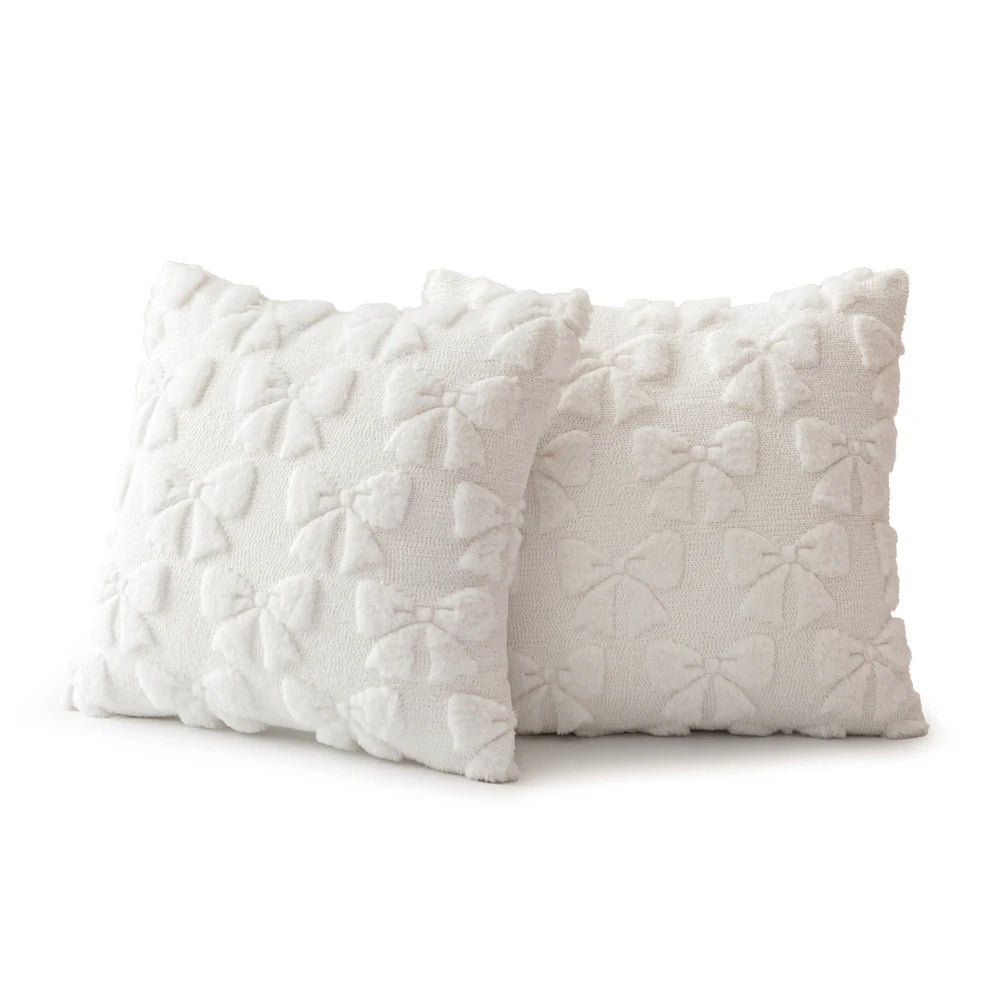 Faux Fur Bowknot Pillow Covers (Set of 2)