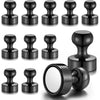 A set of black neodymium magnetic pushpins for various surfaces.