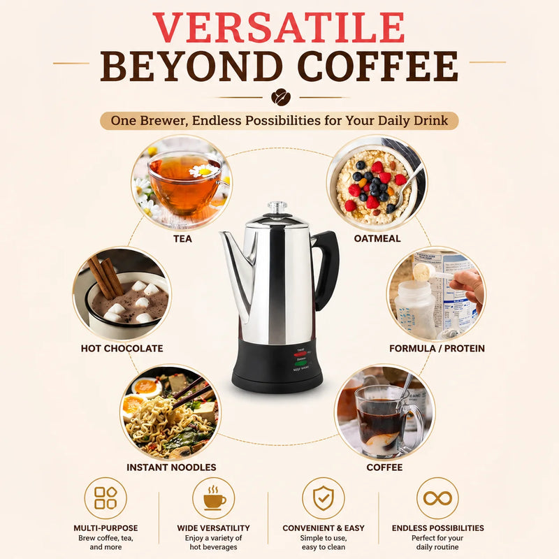 12-Cup Stainless Steel Electric Coffee Percolator