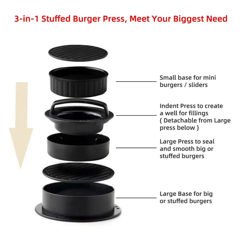 3-in-1 Hamburger-Presse & Patty-Hersteller