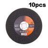 A pack of 10 metal cutting discs for angle grinders, featuring a black abrasive surface and an orange center.