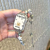 Crystal Bead Watch Strap with Adjustable Metal Link Design