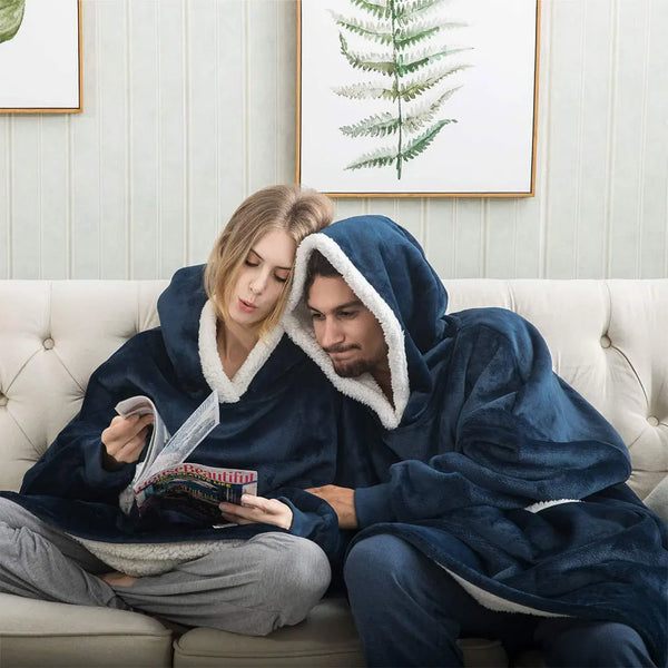 Oversized Flannel & Sherpa Blanket Hoodie