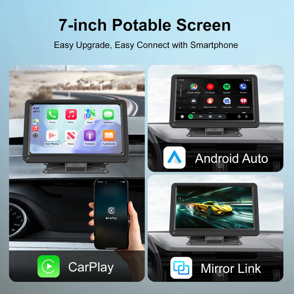 7-Zoll Wireless CarPlay & Android Auto Touchscreen-Kopfstütze