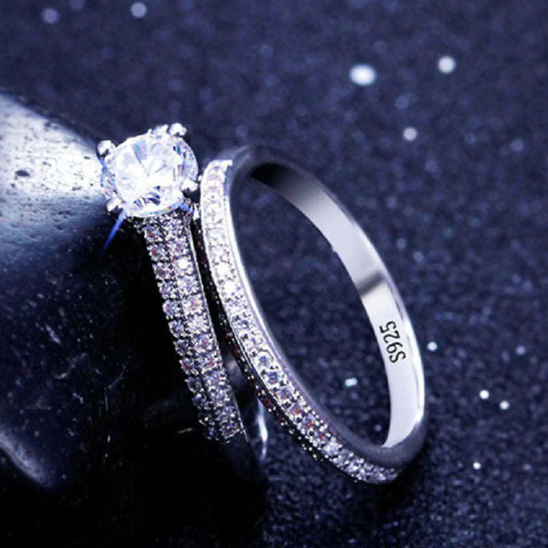 Vintage Halo Tourmaline & Zircon Sterling Silver Ring Set