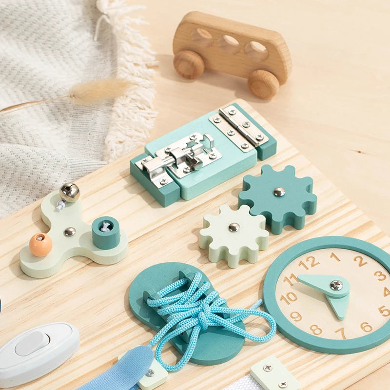 Wooden Montessori Busy Board for Toddlers