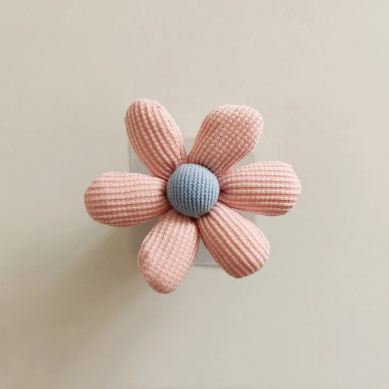 Wooden Flower Wall Hook with Adhesive Backing