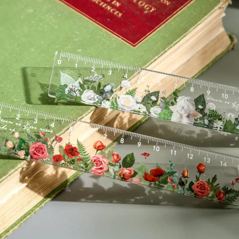 15cm Floral Design Ruler - Daisy & Rose Pattern Measuring Tool