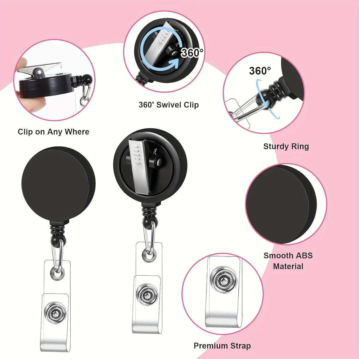 Retractable Badge Reel with Rotating Clip