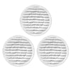 Three circular pads of white microfiber replacement mop cloths for shark steam mops