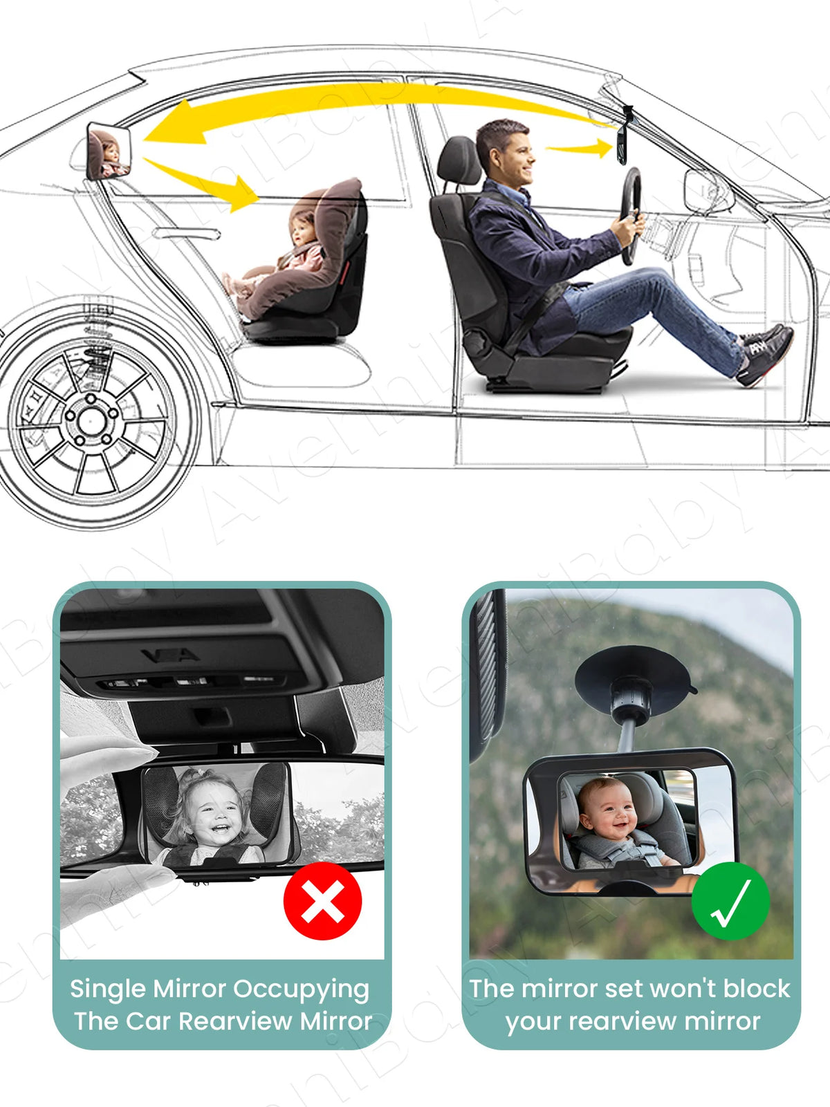 2-in-1 Car Seat Mirror Set for Infants