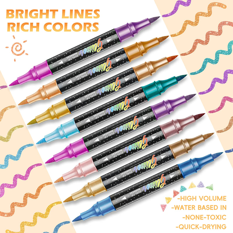 Dual-Tip Glitter Brush Markers
