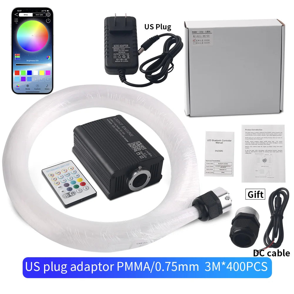 16W Starry Sky Fiber Optic Car Ceiling Light with Music Sync