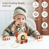 Montessori Wooden Crab Pull Toy with Bead Maze and Life Skills Activities