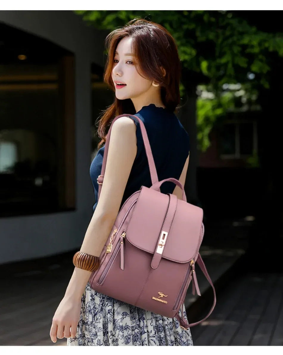 Vintage Leather Women's Backpack with Spacious Interior