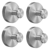 A round, brushed stainless steel suction cup towel hook with a cylindrical mounting post.
