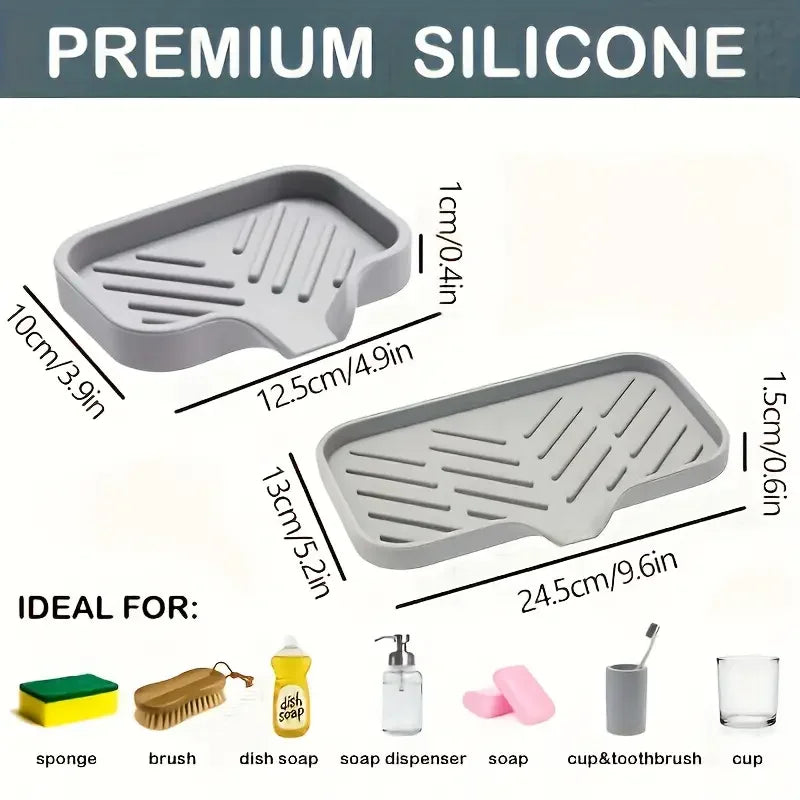Multifunctional Silicone Faucet Mat and Kitchen Sink Organizer