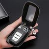 Compact Leather Key Case with Built-in Mirror