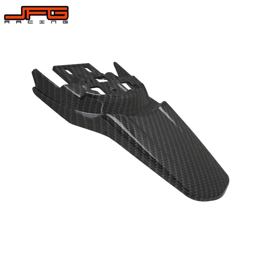 Black carbon fiber rear mudguards for a Sur-Ron S/X electric vehicle.